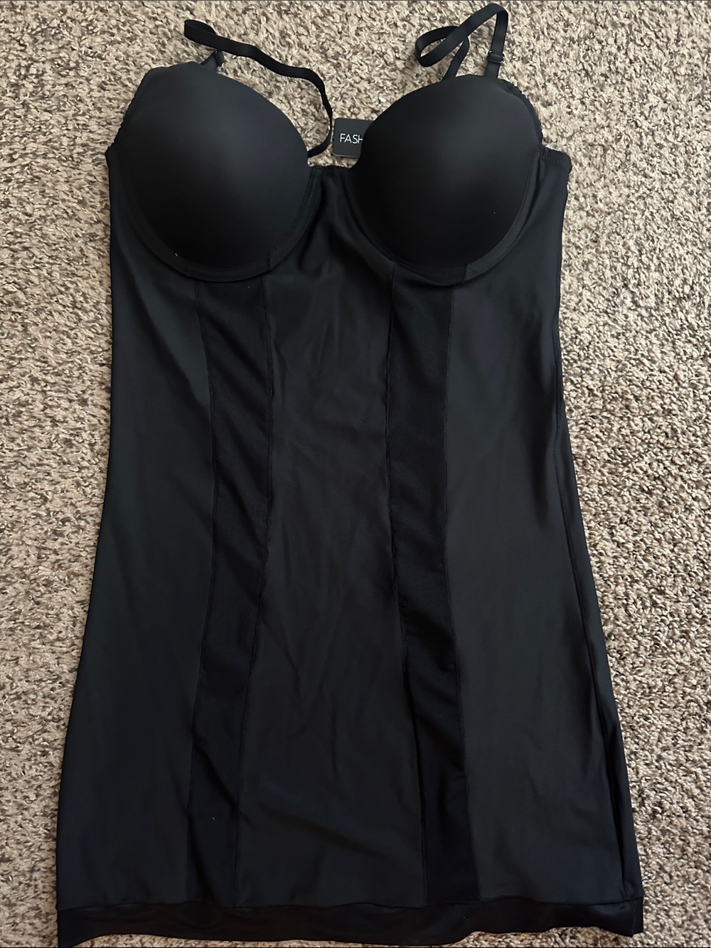 Fashion Nova Black Sculpting Slip Dress with Built-In Cups